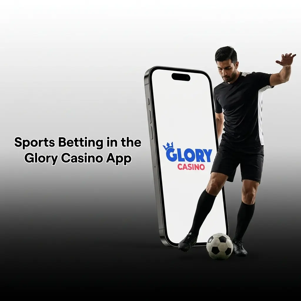 Glory Casino app sports betting interface showing cricket, football, basketball, and eSports options with live and line betting modes